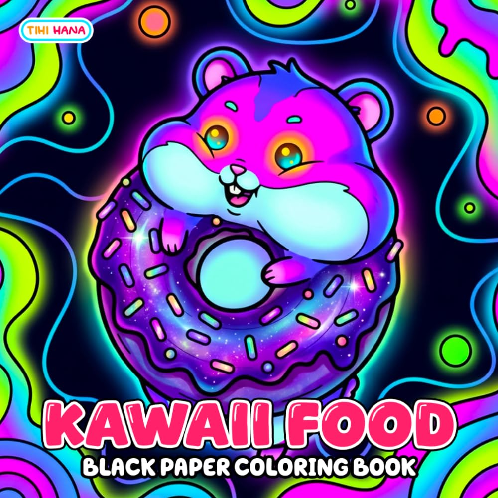 Kawaii Food Black Paper Coloring Book: Cute Snacks, Sweet Desserts, and Adorable Food Illustrations