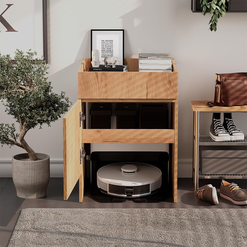 Vicco Armoire pour aspirateur Robot Dustin, Chêne de Force doré, 50x67.5cm avec 1 Porte, adapté au Rangement des ustensiles ménagers