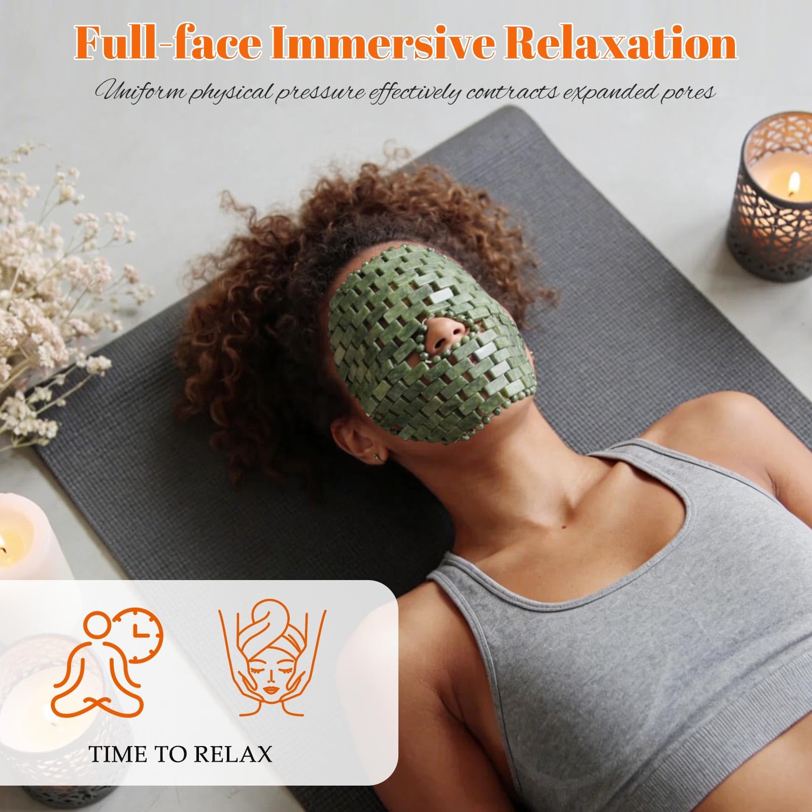Jade Mask, Natural Facial Cooling Mask, 100% Real Jade Cover the Eyes for Hot & Cold Therapy, Relieves Redness, Swelling, Sensitivity, Wrinkles, Puffiness, and Anti-Aging