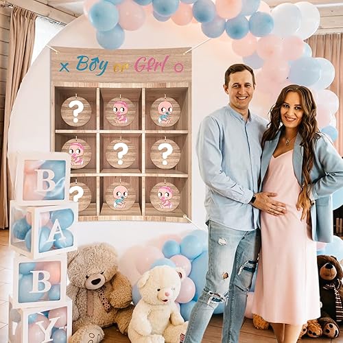 Miniatura 6 de BLOOMWIN Juego de mesa Tic Tac Toe para revelación de género  Revelar el género X y O Game Noughts and Crosses, ideas de madera para revelar el