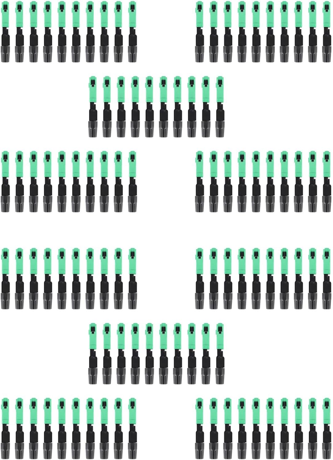 100Pcs Sc/Fiber Optic Connector Embedded Single Mode Component Fiber Optic Quick Connector-Black + Green