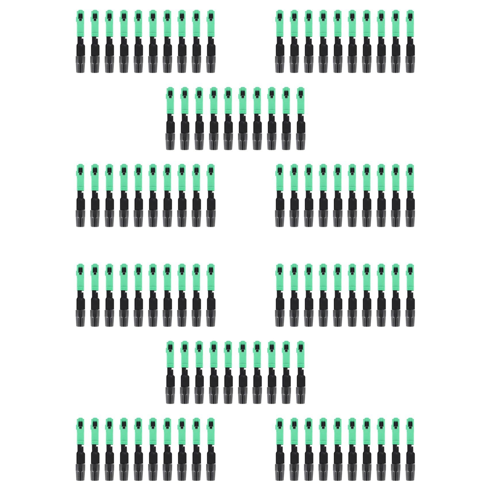 100 Pièces Séries Connecteur de Fibre Optique SC/Intégré Connecteur de Fibre Optique de Composant Monomode Intégré-Noir + Vert