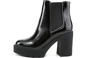 EDITOR ~ Women's Patent Leather Chelsea Ankle Boots with Lug Sole