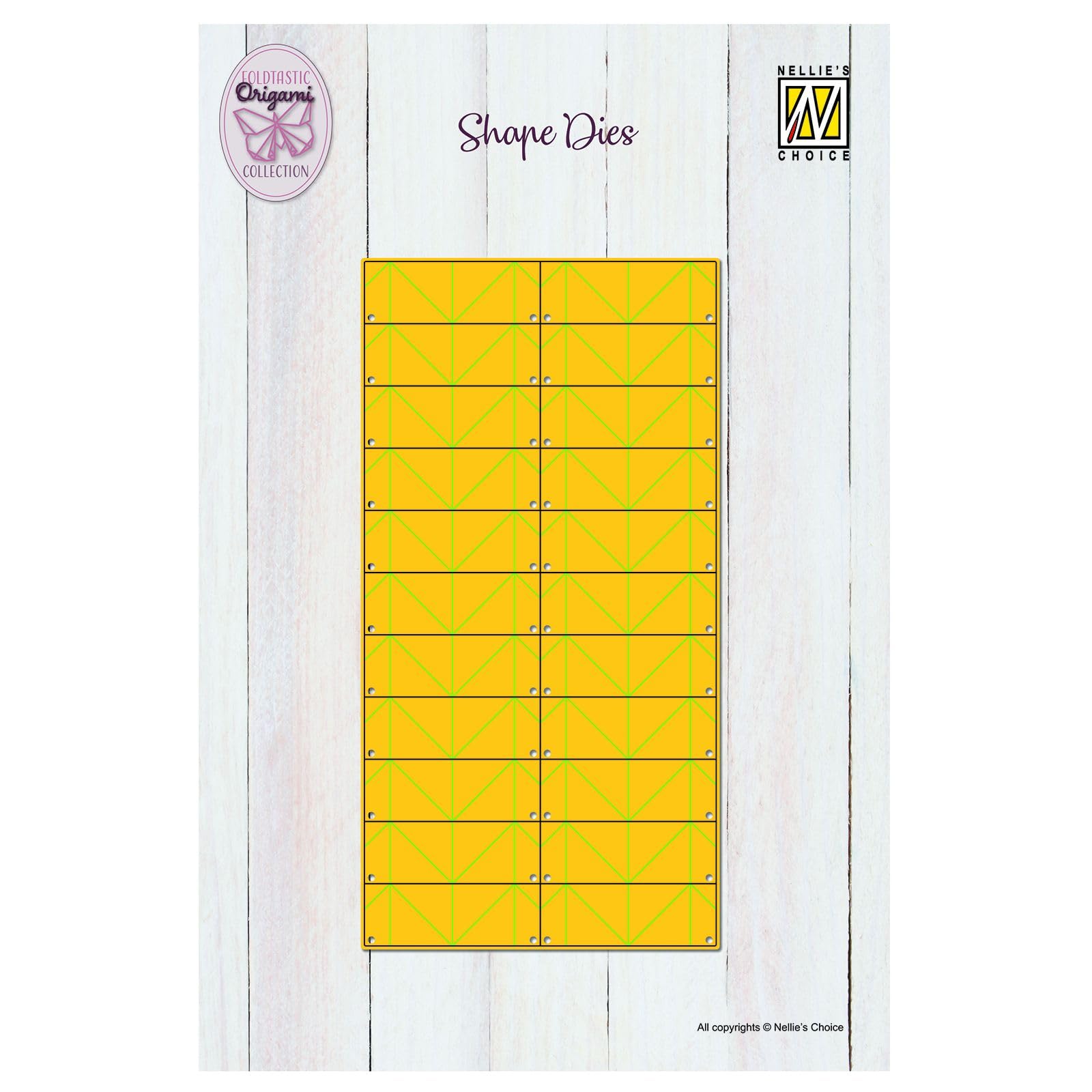 Nellie's Choice Folding Die-3D Origami Pattern Cutting Die-20,6 Card Making Supplies-Metal Dies for Scrapbooking, DIY and Paper Crafts, Yellow, 20,6 x 10,7 cm