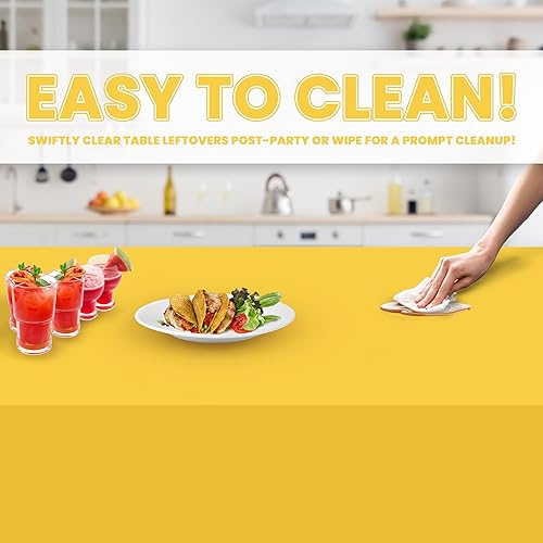 Miniatura 3 de Mantel de plástico de alta calidad - 54in. x 108 pulgadas. Grandipity - Mantel rectangular (6 y 12 unidades), Amarillo