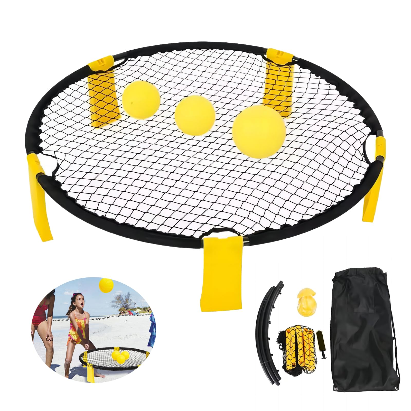 Palline Di Ricambio Per Gioco Spikeball - Confezione Da 3, Morbide Con Forte Rimbalzo, Diametro 3,5'' (gialle) - 5