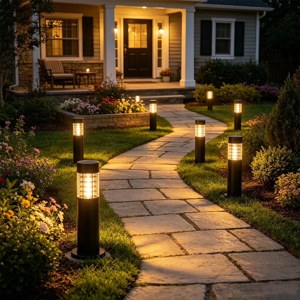 LED Lampade Da Giardino Esterno illuminazione Da Giardino Palo Luce Da Esterno E27 Terra Lampione Impermeabile lampioncino Lampada da paletto per Sentieri Aiuole/Sentieri/Terrazza/Strade/Patio (B)