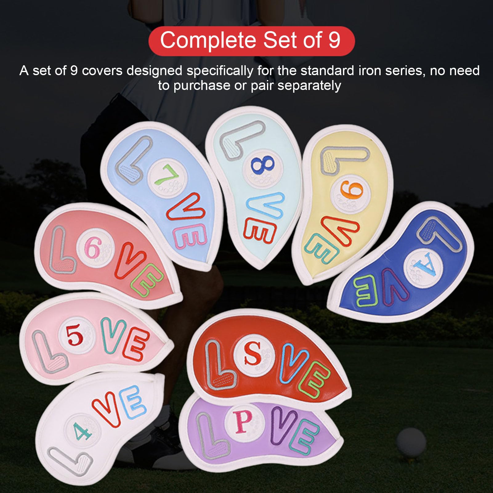 Generic Juego de Fundas para Cabeza de Hierro para Palos, Fundas Protectoras de Terciopelo Suave con Bordado Elegante para Amantes del Golf
