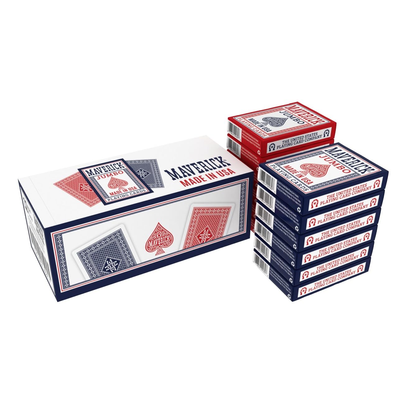 Maverick Lot de 12 cartes à jouer Made in USA Jumbo Index Rouge Bleu