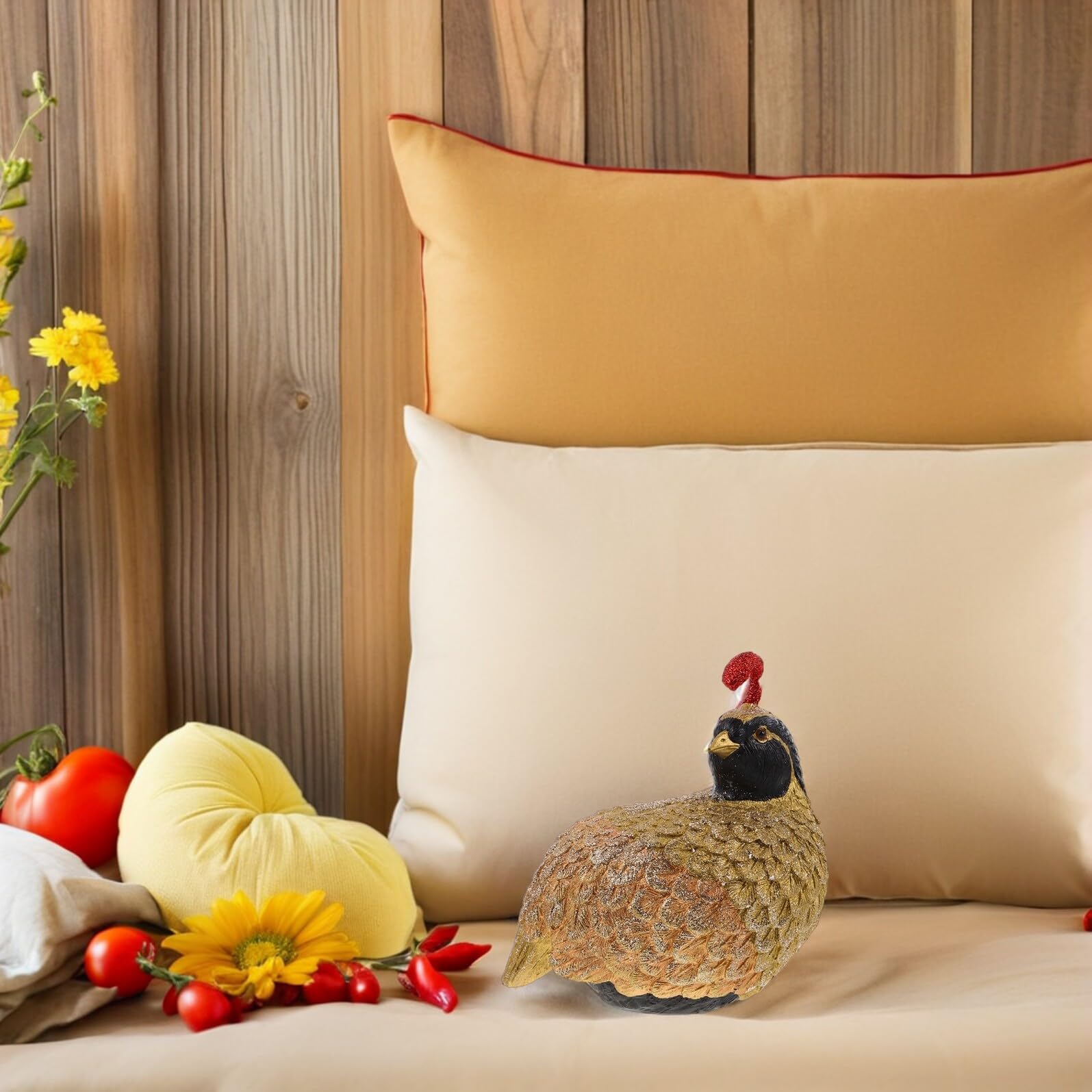 Kleine Truthahnfigur aus Kunstharz für Thanksgiving Realistische Herbst Tischdekoration Im Landhausstil Wiederverwendbare Erntedank Deko für Zuhause und Partys