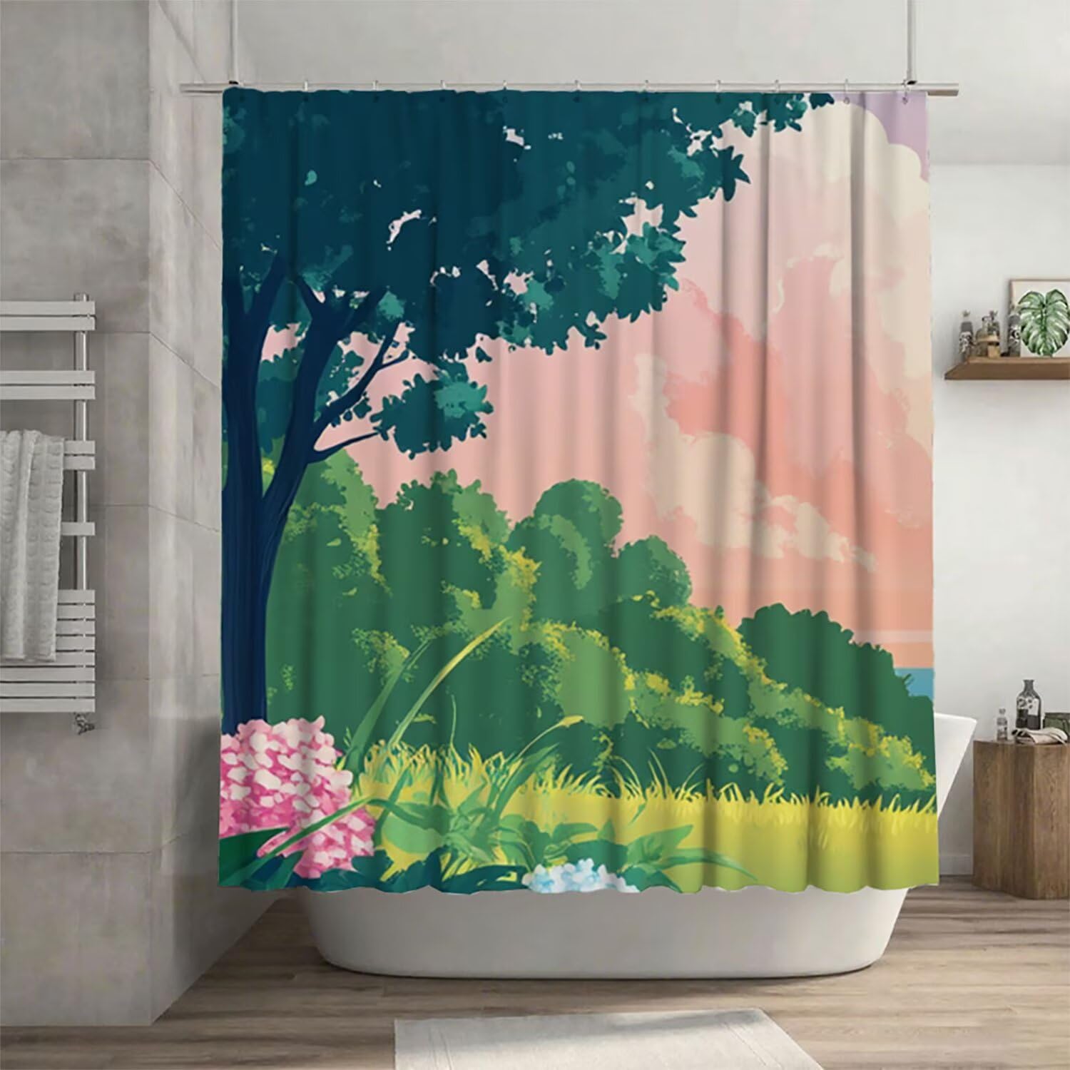 Rideau de douche 180 x 200 cm motif nature, une idée cadeau homme utile