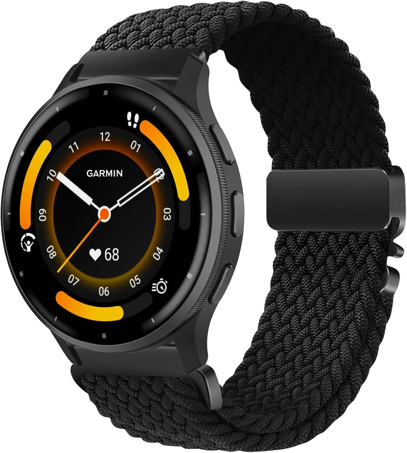 Cinturino Nylon 22 Mm Per Garmin Venu/Forerunner – Intrecciato Regolabile, Morbido E Traspirante (Nero)