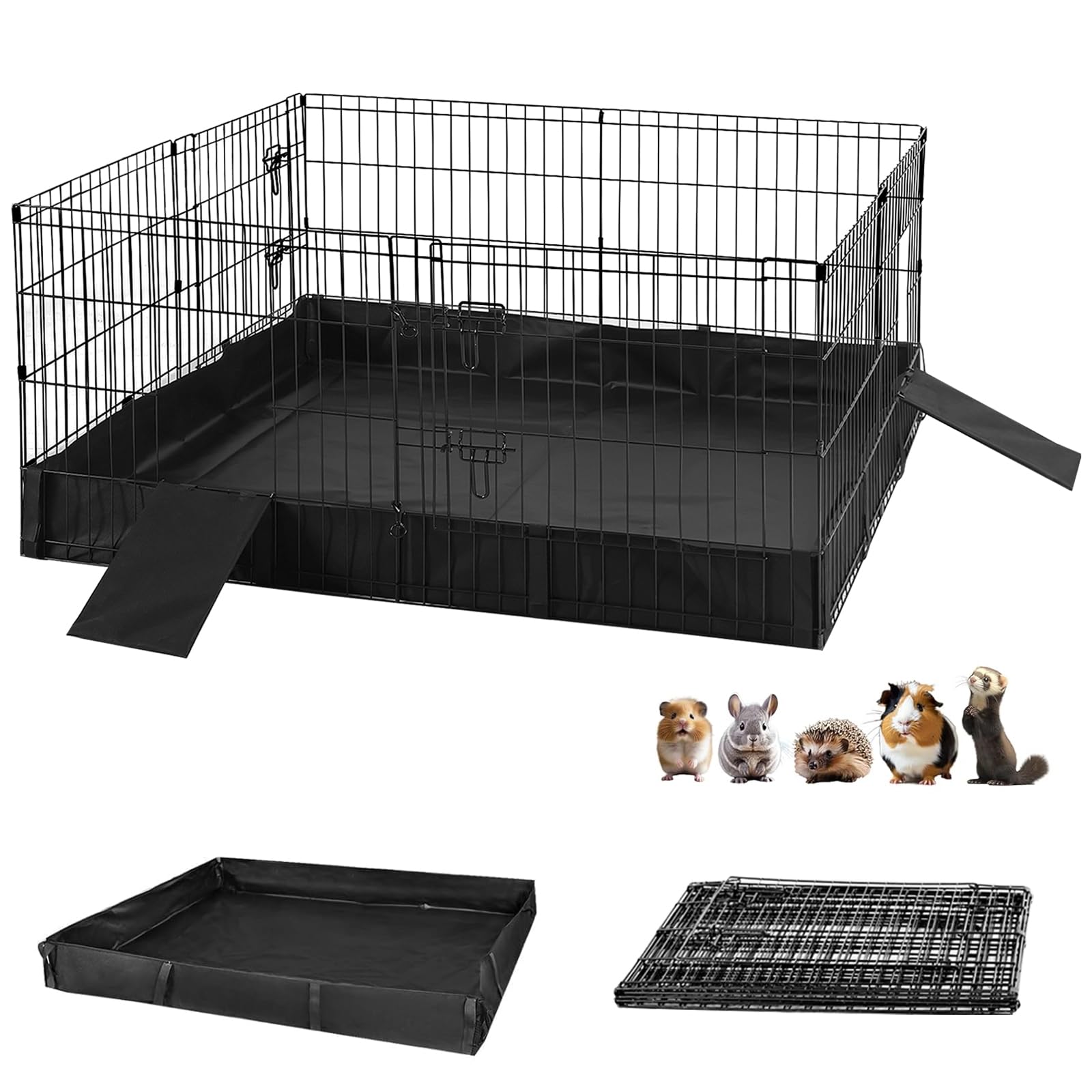 Rabbit Playpen, Pet Pen with Waterproof Liner, Pet Run for Small Animals