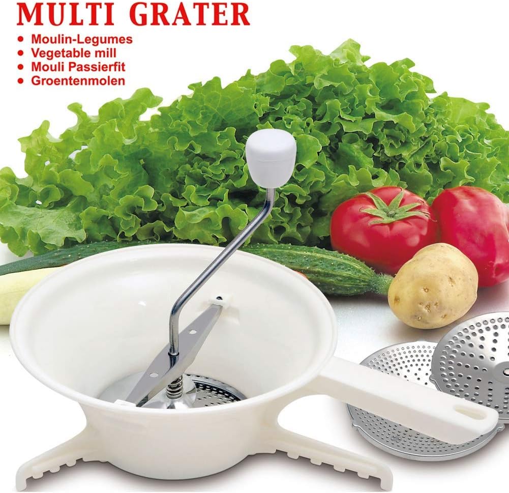 Food Grinder Multifunctional Manual Food Mill Mixer Kitchen Mill for Mashing Straining Grating Fruits Vegetables
