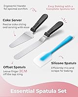 Vista 5 de Kootek Juego de tocadiscos de aluminio para tartas, herramientas para hornear con soporte giratorio de 12 pulgadas para decorar, espátula