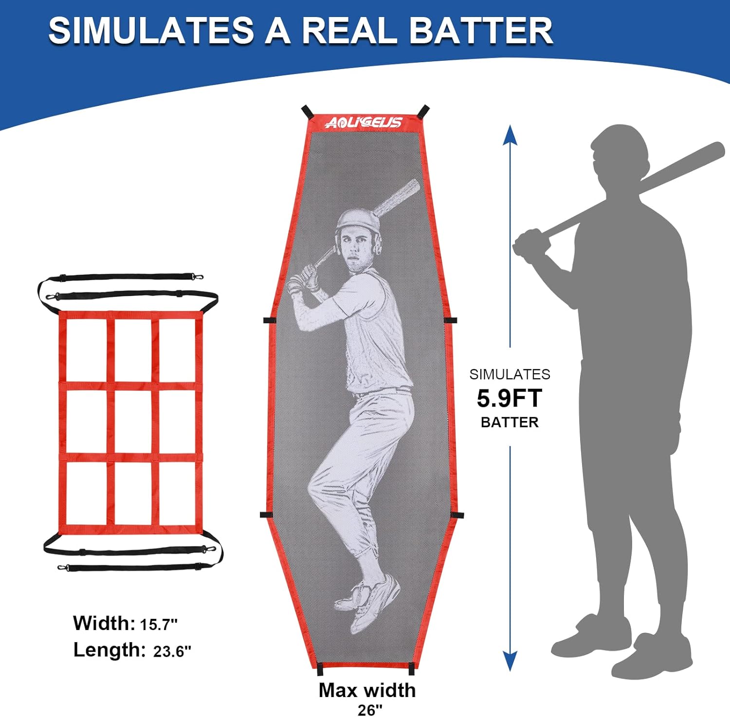 Baseball Softball Batter Dummy,Pitching Target,with Adjustable Strike Zone Attachment,Pitching Aid for Improved Accuracy