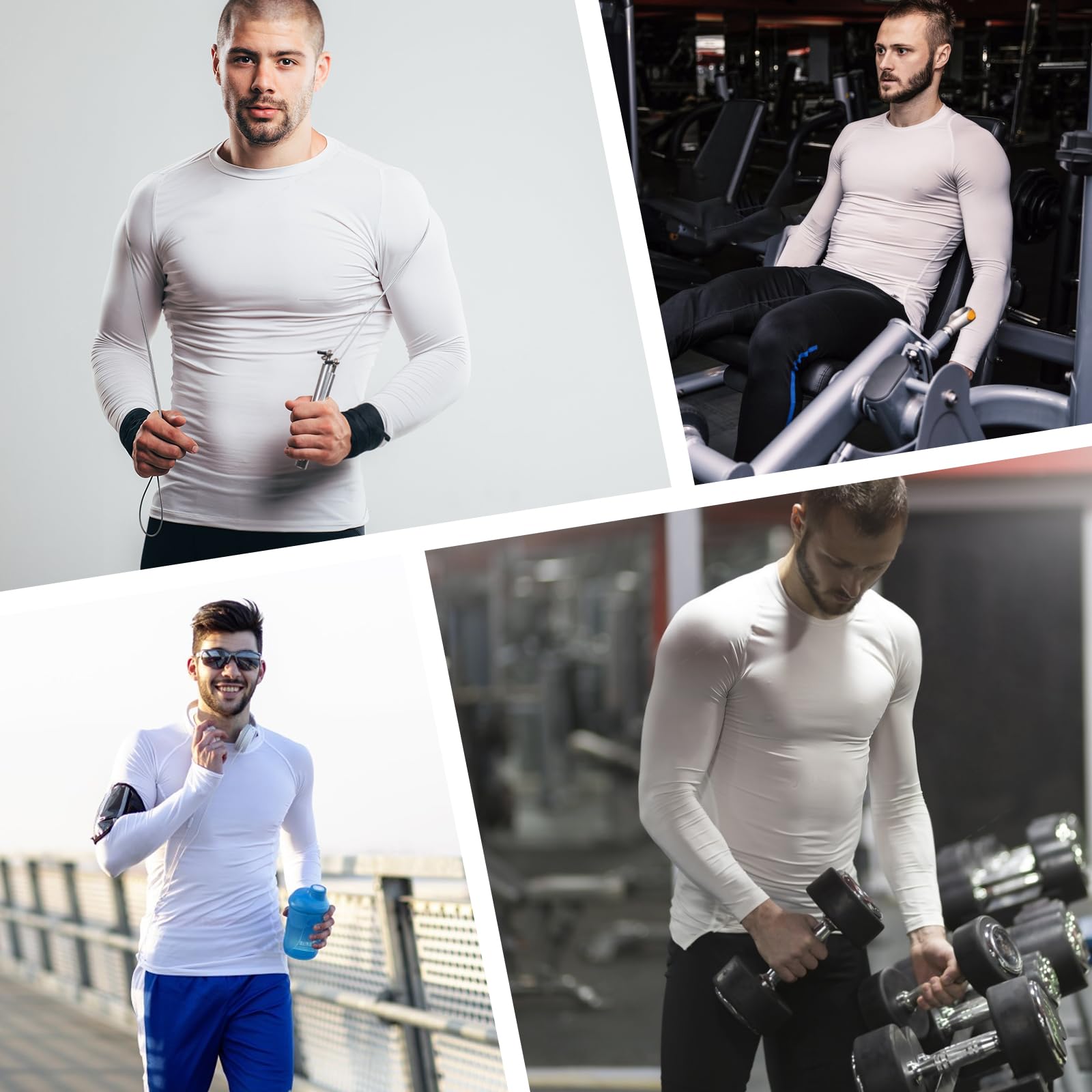 Camiseta compresión Hombre Camiseta Transpirable de Secado rápido con diseño de Malla en Las Axilas Camiseta Manga Larga para Gym Football Cycling
