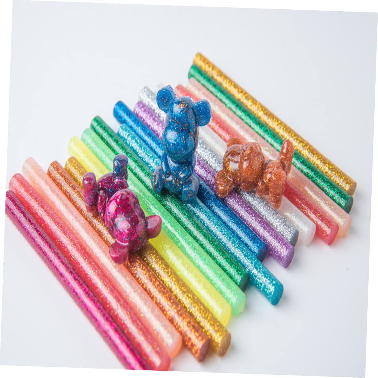 60 Pcs Glitter Hot Melt Glue Sticks for DIY Crafts 7mm Colorful Glow Dark Adhesive for Art Projects and Home Decorations