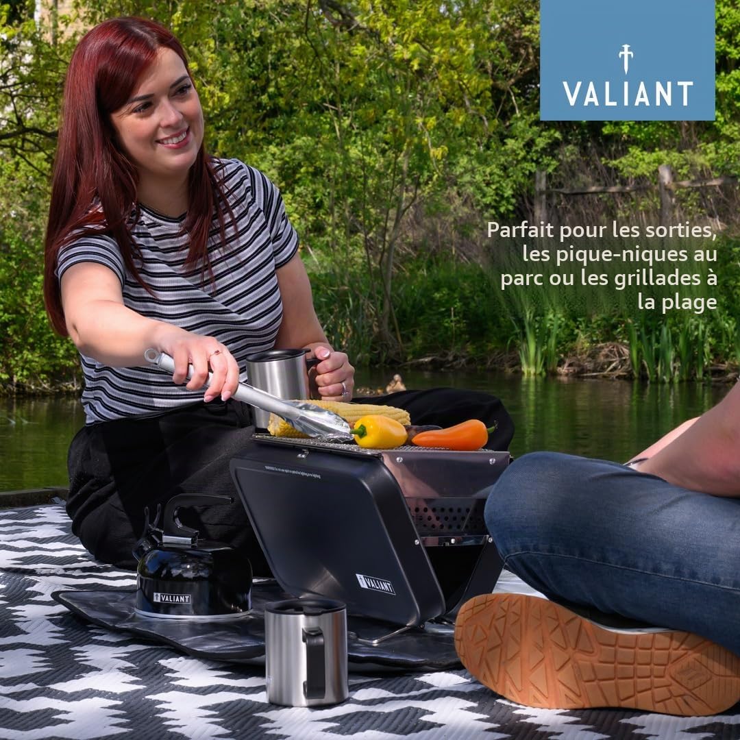 Valiant Barbecue portable pliable pour pique-nique et camping Noir