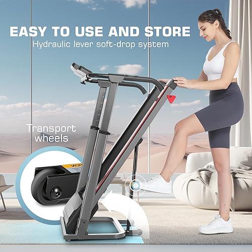 Miniatura 4 de Caminadora plegable con mesa de 26.4 x 12.4 pulgadas, altura ajustable 3 en 1 para debajo del escritorio con inclinación, cinta de correr portátil