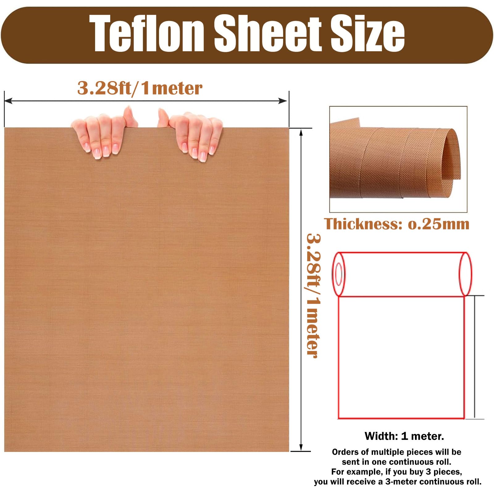 Foglio PTFE Teflon per Pressa a Caldo 1x1m/1.25x1m Carta Transfer Antiaderente Riutilizzabile Lavabile Foglio Resistente al Calore per Forno Stiro Fai-da-Te,0.25mm*1m