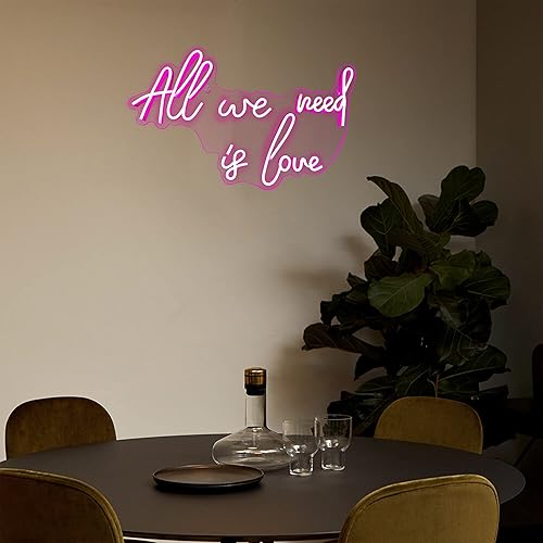 Miniatura 2 de Letreros de neón All We Need is Love para decoración de pared, alimentado por USB 3D Art Neon Light, rosa, 18.9 x 11.7 x 0.7 pulgadas