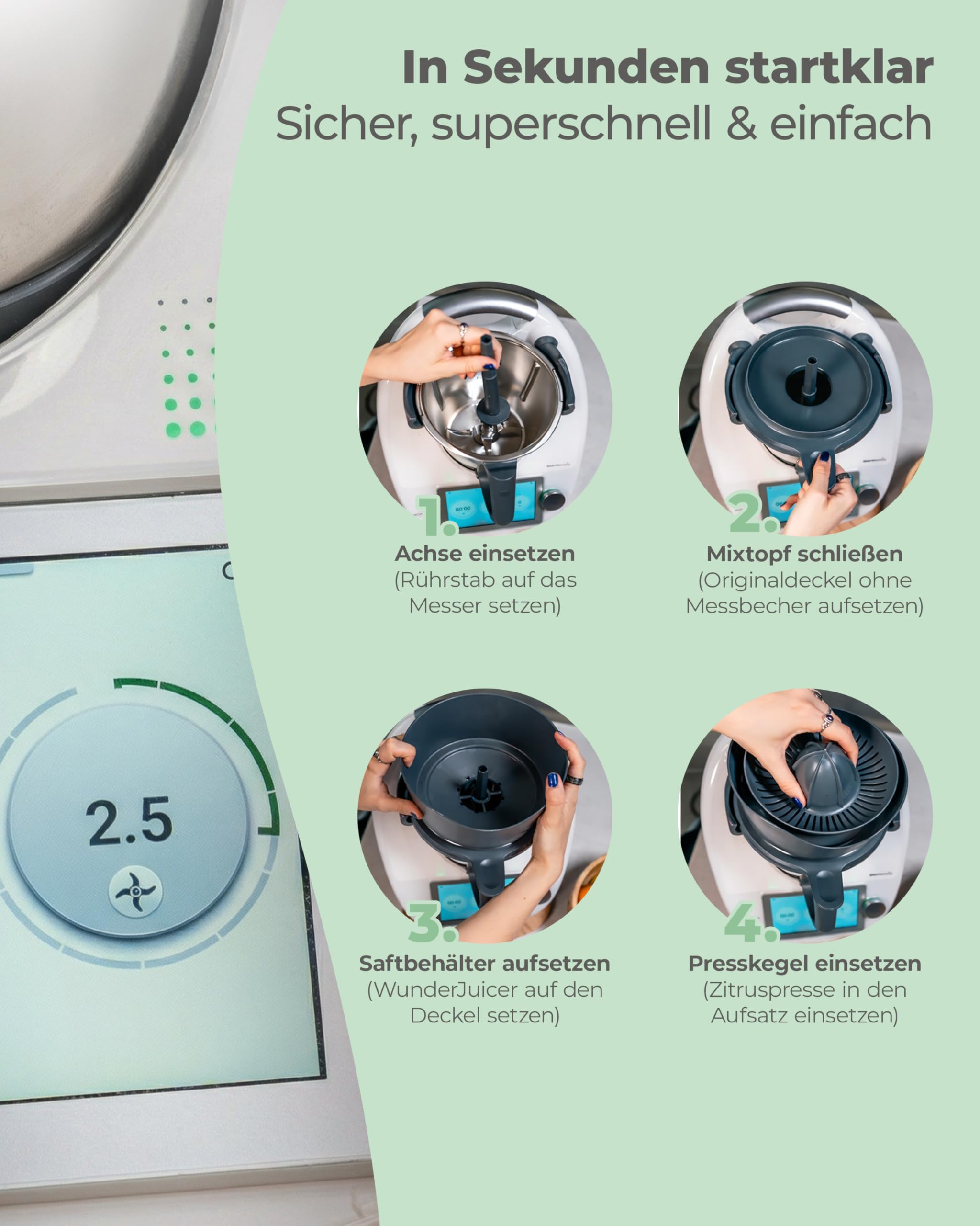 Wundermix - WunderJuicer® Saftpresse für Thermomix TM6, TM5 & TM31 • Zitruspresse & Entsafter • Made in Germany