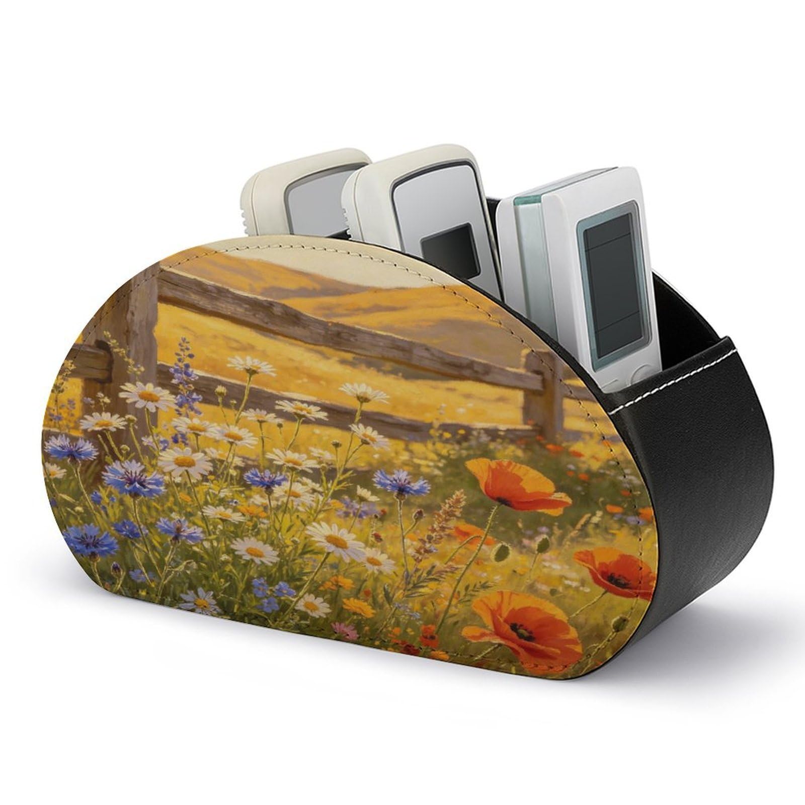 Btcowzrv Style Golden Hills Wildflower Farm Remote Control Holder With 5 Compartments