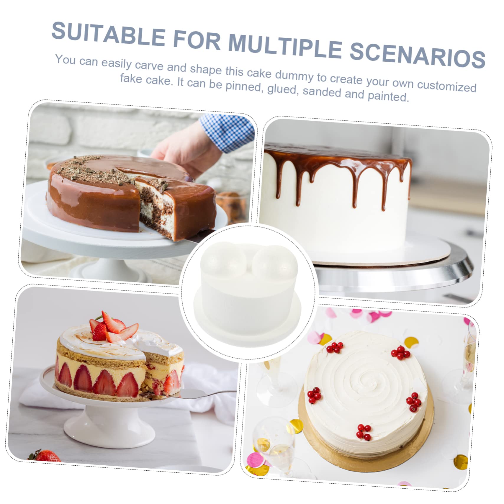 NUOBESTY 3pièces Cake Dummy Mousse Ronde Outil De Pratique pour Décoration De Gâteaux Accessoire De Boulangerie Réutilisable pour Formation Pâtisserie