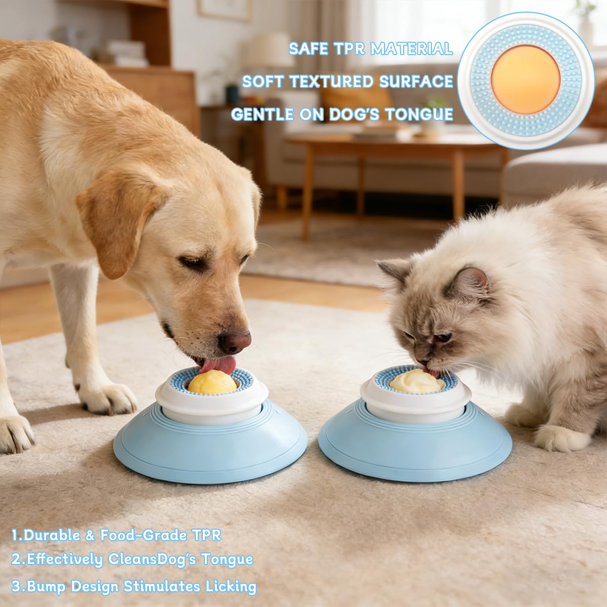 Lick Sphere Voor Honden En Katten - Kalmerende Likkom Slow Feeder Met Zuignap (Blauw)