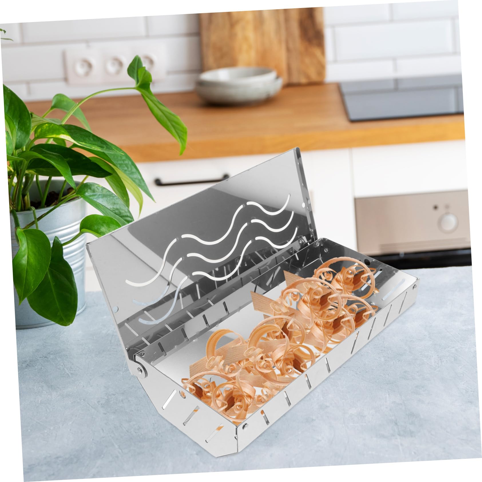 Edelstahl Räucherbox für Grillfleisch und Fisch Elektrogrill Zubehör mit Deckel Tragbar und Leicht Platzierbar für Grillen und Outdoor Kochen