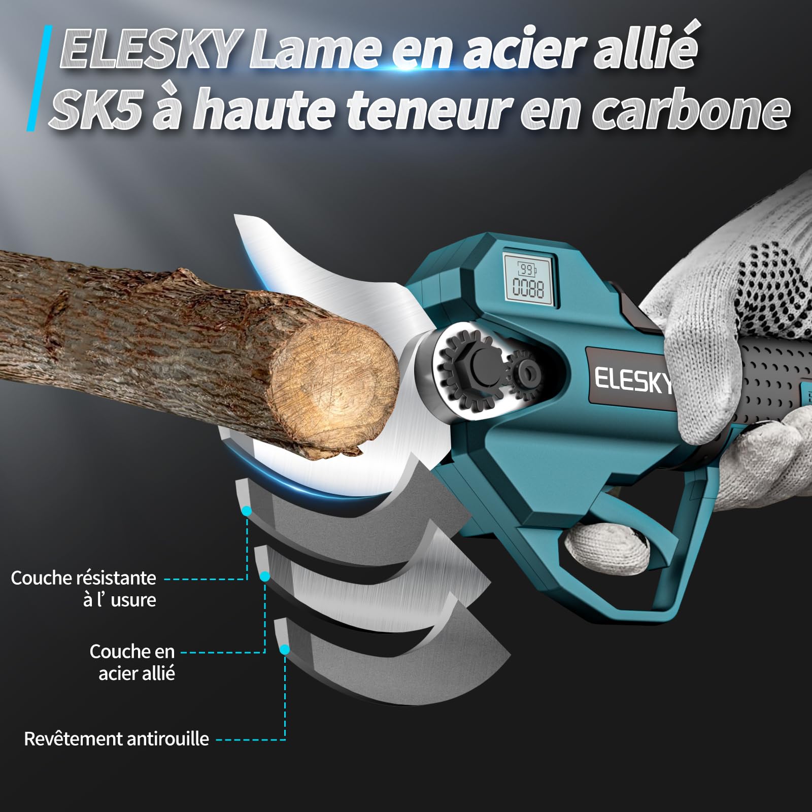 Sécateur électrique 40 mm compatible Makita 18V, moteur sans balais, écran LCD, pour branches et arbres fruitiers