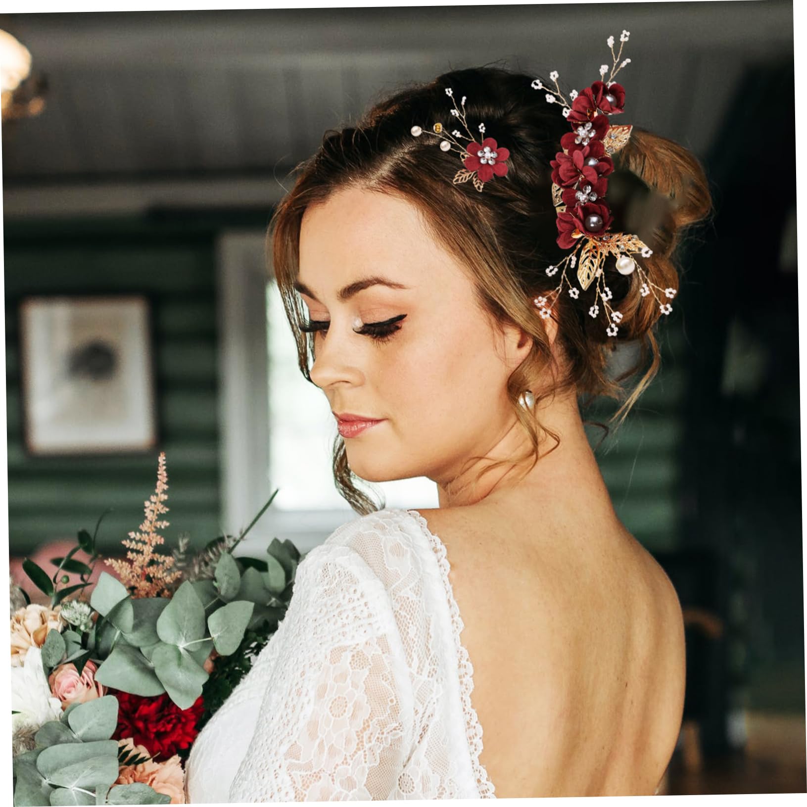 FRCOLOR 2set Spille per Capelli da Sposa Perle Finte e Strass Pettini Laterali e Fermagli per Capelli Eleganti per Matrimonio e Feste