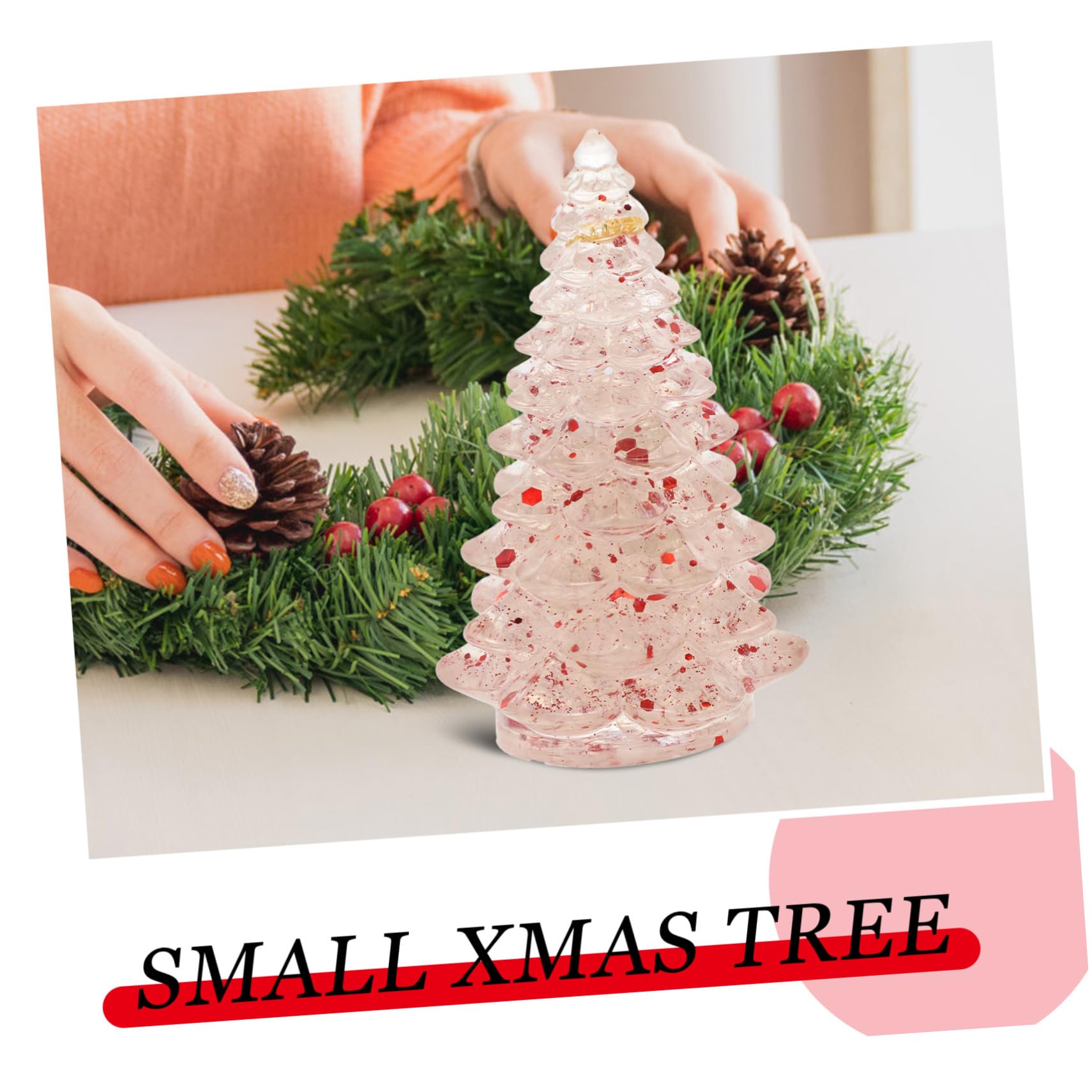 TOPBATHY 5 Pezzi di Decorazioni per La Cima Dellalbero di Natale Mini Albero di Natale in Resina Decorazioni da Tavolo per Feste di Natale