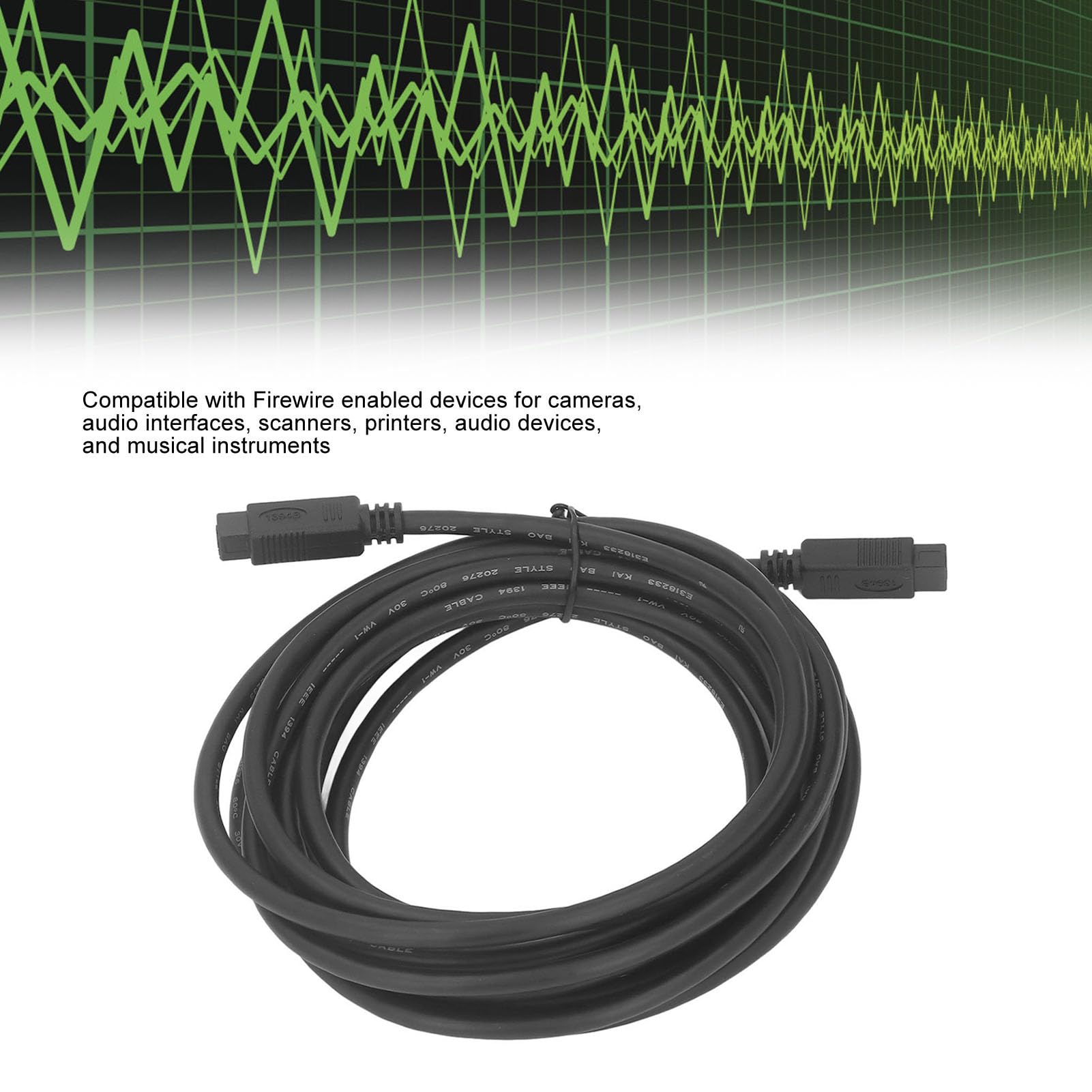 4,5 m IEEE 1394B Firewire 800 Cavo da 9 Pin da Maschio a 9 Pin Trasferimento di Dati da 800 Mbps per scanneri per stampanti per Fotocamere digitali e interfacce Audio