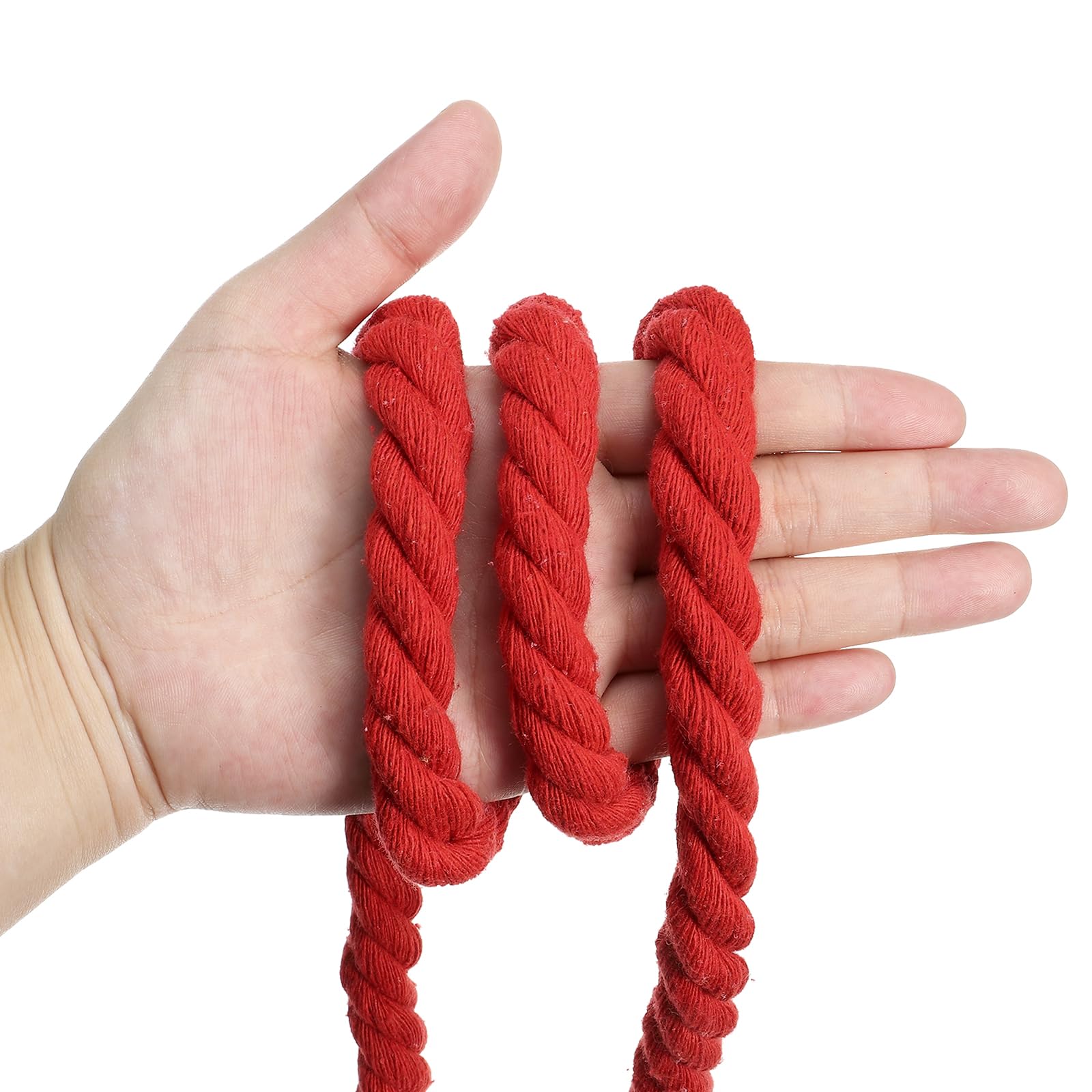 PATIKIL 1/2 Pollice x 50 Piedi Corda Di Cotone Naturale Intrecciata 3 Trefoli Corda Di Cotone Spessa E Resistente Corda Per Tiro Fune Per Ringhiere Artigianato Decorazione Casa, Rosso