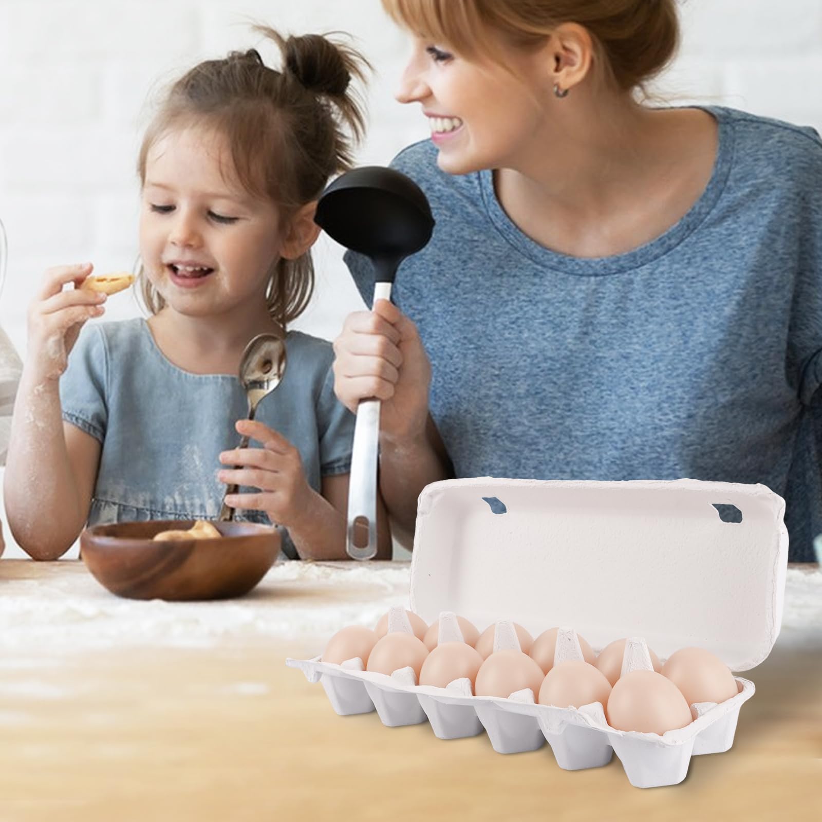 Cajas de cartón para huevos, 12 unidades, cartón de 12 unidades, con tapa, para 12 huevos, con pegatinas, biodegradables, para huevos, color blanco