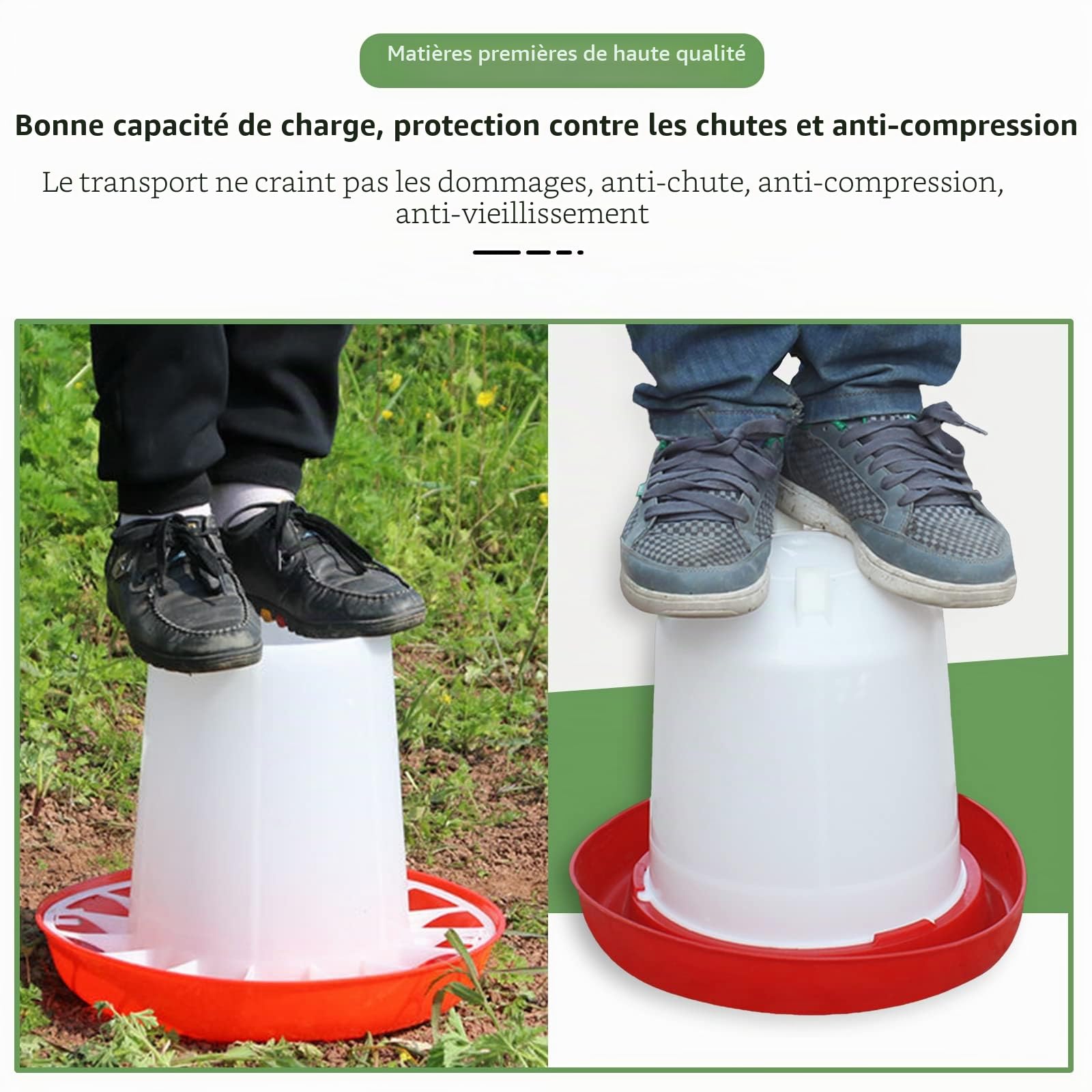 Lot de 2 abreuvoirs économiques et mangeoire économique de 3 kg Rouge et blanc