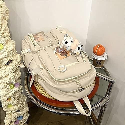 Miniatura 6 de Mochila Kawaii para niña, bonita mochila estética para la escuela, Beige, Mochilas Daypack