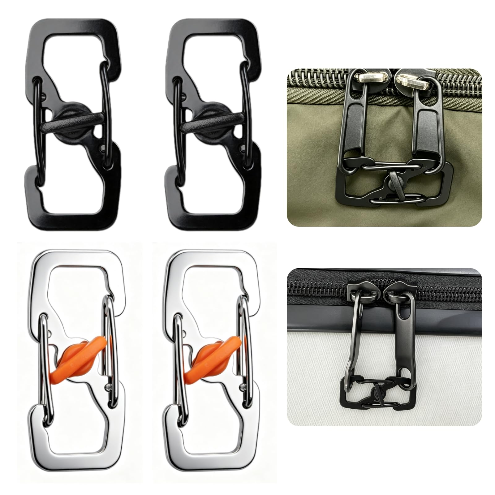 Locking Anti Theft Zipper Clips, Travel Essentials for Luggage Backpack