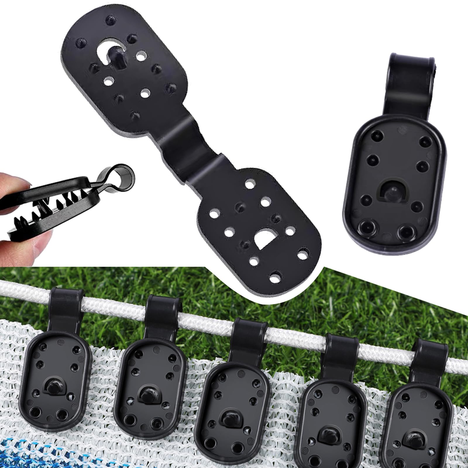 Photo 1 of 100Pcs Shade Cloth Clips, Sun Shade Clips - Black Plastic Heavy Duty Garden Net Clamps for Sun Shade Net, Gardening Shade Cloth, Anti Bird Netting, Removable & Reusable Windproof Awning Clamp (Black)