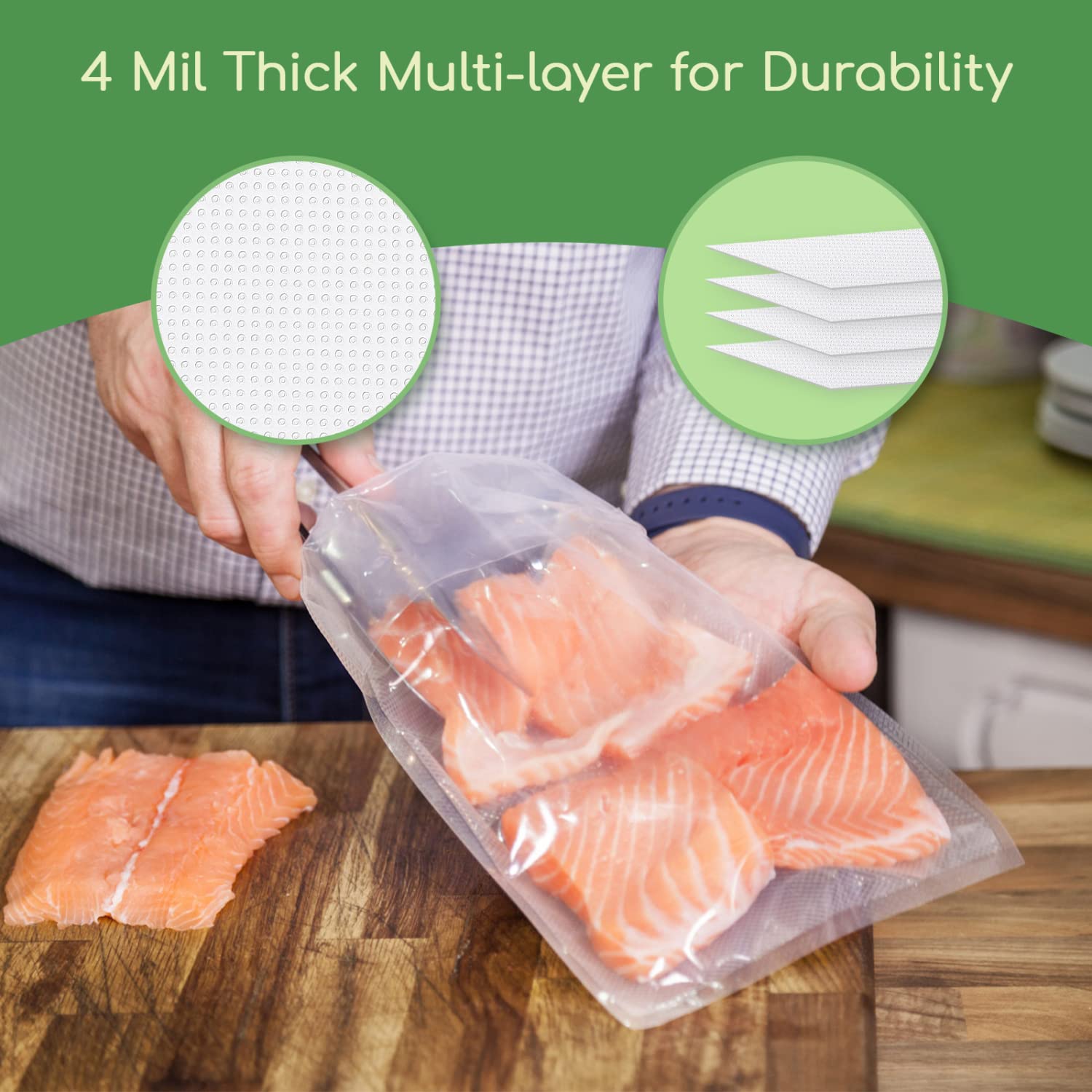 Aigostar - Rollos de Bolsas para Envasar al Vacío. Pack de 6 Rollos de 20x300 cm y 28x300 cm, Sin BPA. Bolsas de Envasado al Vacío para Alimentos, Resistentes. Aptas para Máquinas de Envasado al Vacío