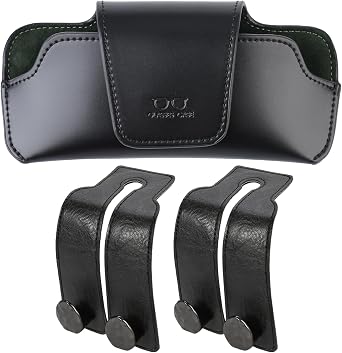 Black Car Sunglasses Holder and Car Seat Hooks for Headrest, Car Accessories Gift for Men Women
