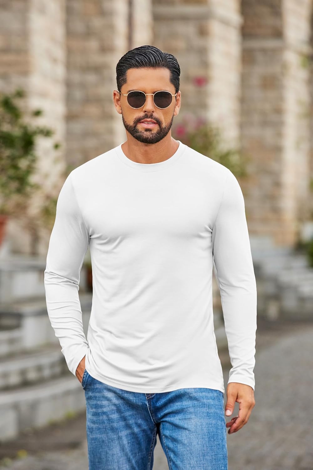 COOFANDY Mens Long Sleeve Tee Shirts Stretch Crew Neck Thermal Shirts Casual T Shirts for Men - Image 2