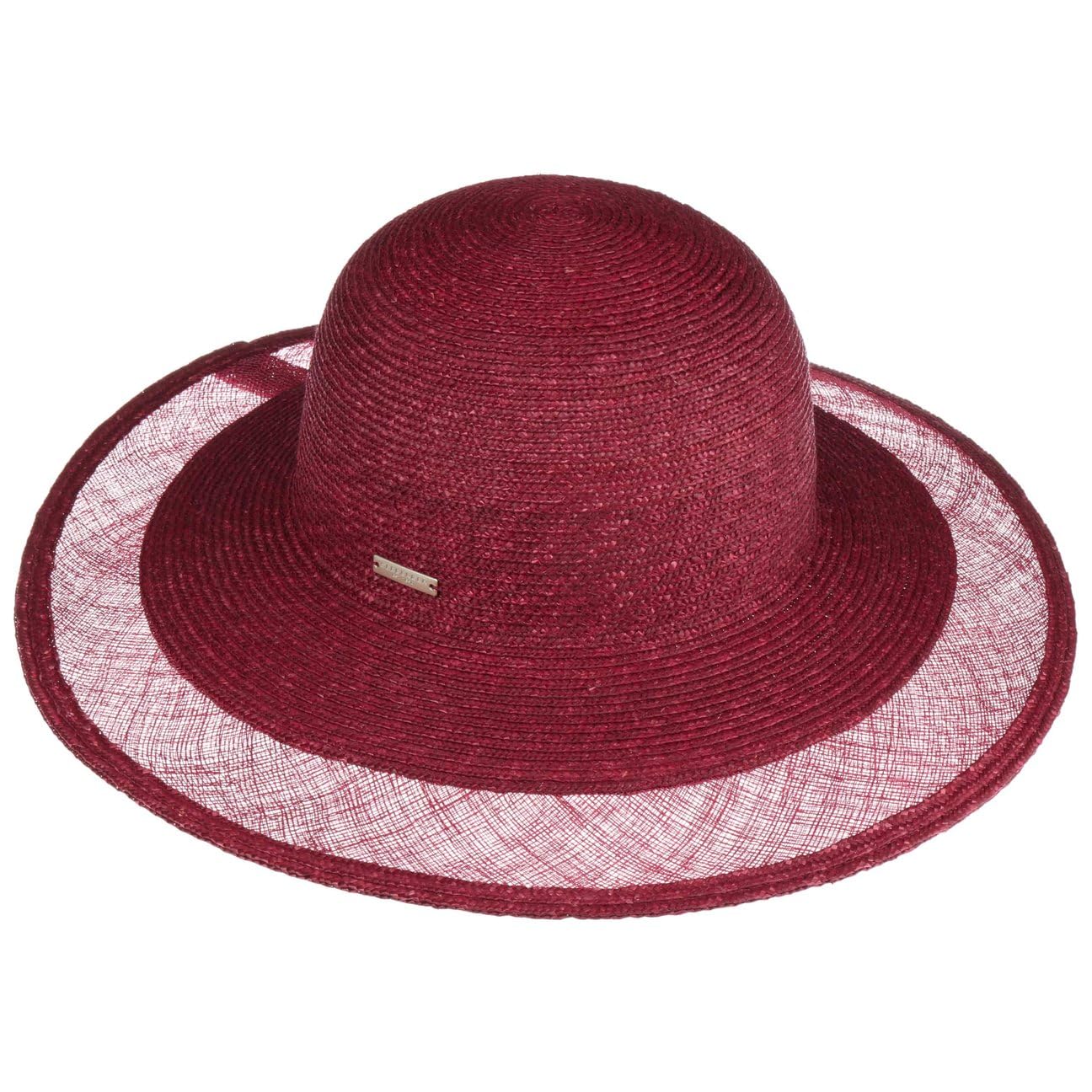 Seeberger Sinamay Edge - Sombrero de verano para mujer, sombrero de paja para mujer, para primavera, verano, talla única, color burdeos
