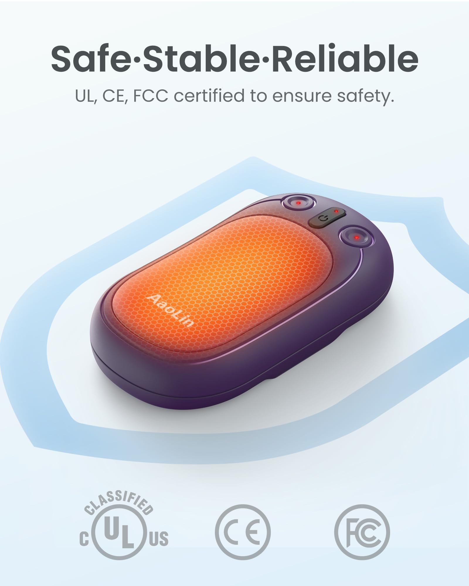 AaoLin - Scaldamani ricaricabili AI, confezione da 2 scaldamani elettrici, riutilizzabili, 12 ore di riscaldamento, portatile, tascabile, ottimo regalo per attività all'aperto, campeggio, golf