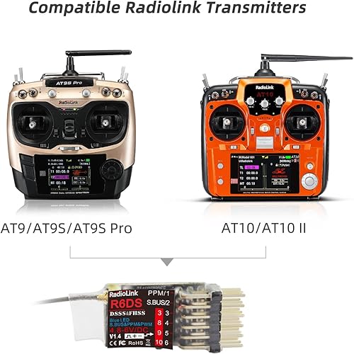 Radiolink R6DS 6/10 canales RC receptor y Byme-D 3 canales estabilizador controlador de vuelo, FC con giroscopio 3D Fly para Delta Wing Paper Plane