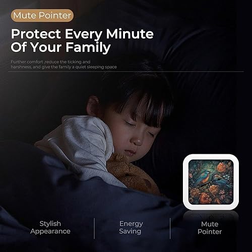 Miniatura 3 de 10" Square Modern Wall Clock,Birds And Flowers Sketch Print Kitchen Clocks Wall Battery Operated,Silent Non Ticking Unique Funny Cute Wall Clock for