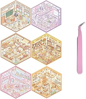 مجموعة من 6 ملصقات مرحة ثلاثية الابعاد يمكنك صنعها بنفسك اصنع منزلك الدافئ والمخابز ومتجر الكيك والبرجر والفصول الدراسية وملصقات المشهد للاطفال والكبار للعب وتخفيف التوتر