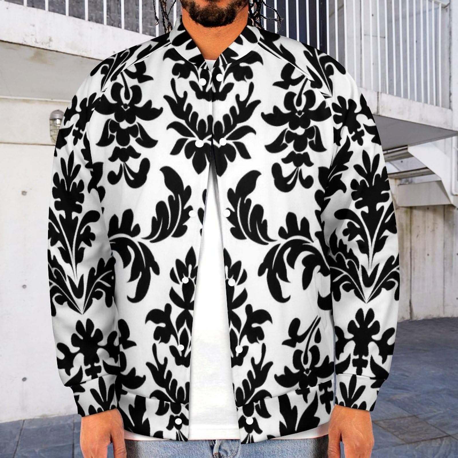 Amazon.co.jp: スタジャン 総柄 花柄 メンス ジャケット 秋服 ベース 